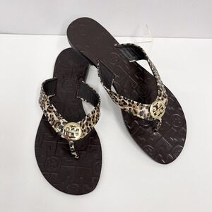 Tory Burch Thora Flats‎ Sandals Shoes Animal Print Barely Worn Size 6 M